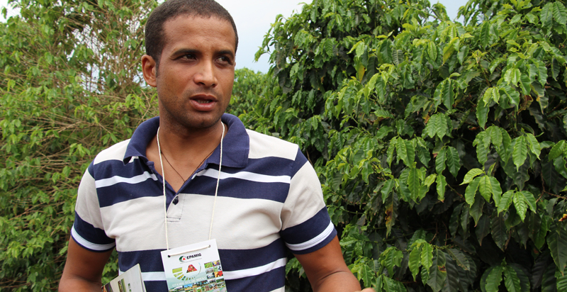 Elias Fernandes, produtor de café em Três Pontas, iniciou-se na atividade leiteira em busca de diversificação de renda em sua propriedade. Foto: Erasmo Reis - EPAMIG 