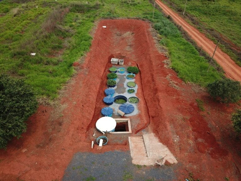 Vista aérea do biofiltro do campo experimental de Felixlândia